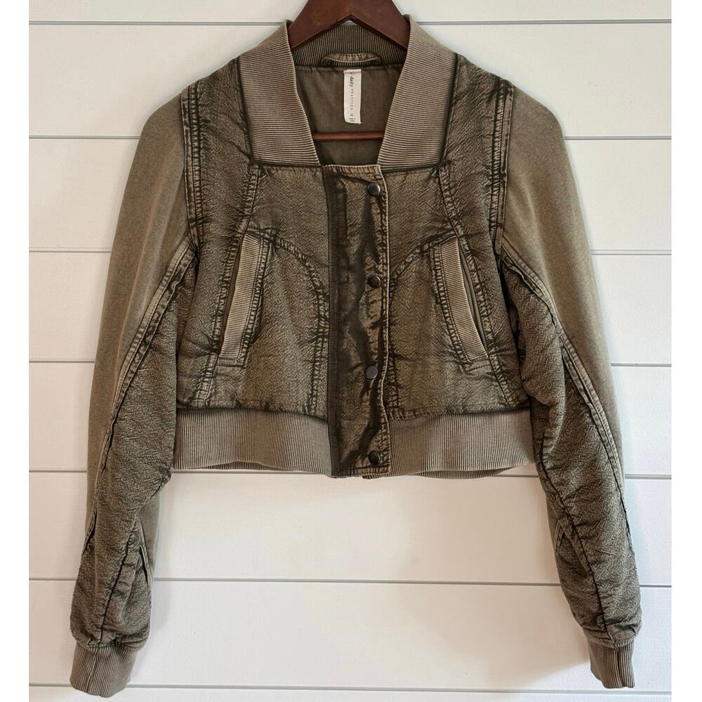 Women’s Cropped Distressed Padded Jacket Size XS – Vintage Style Grunge Bomber